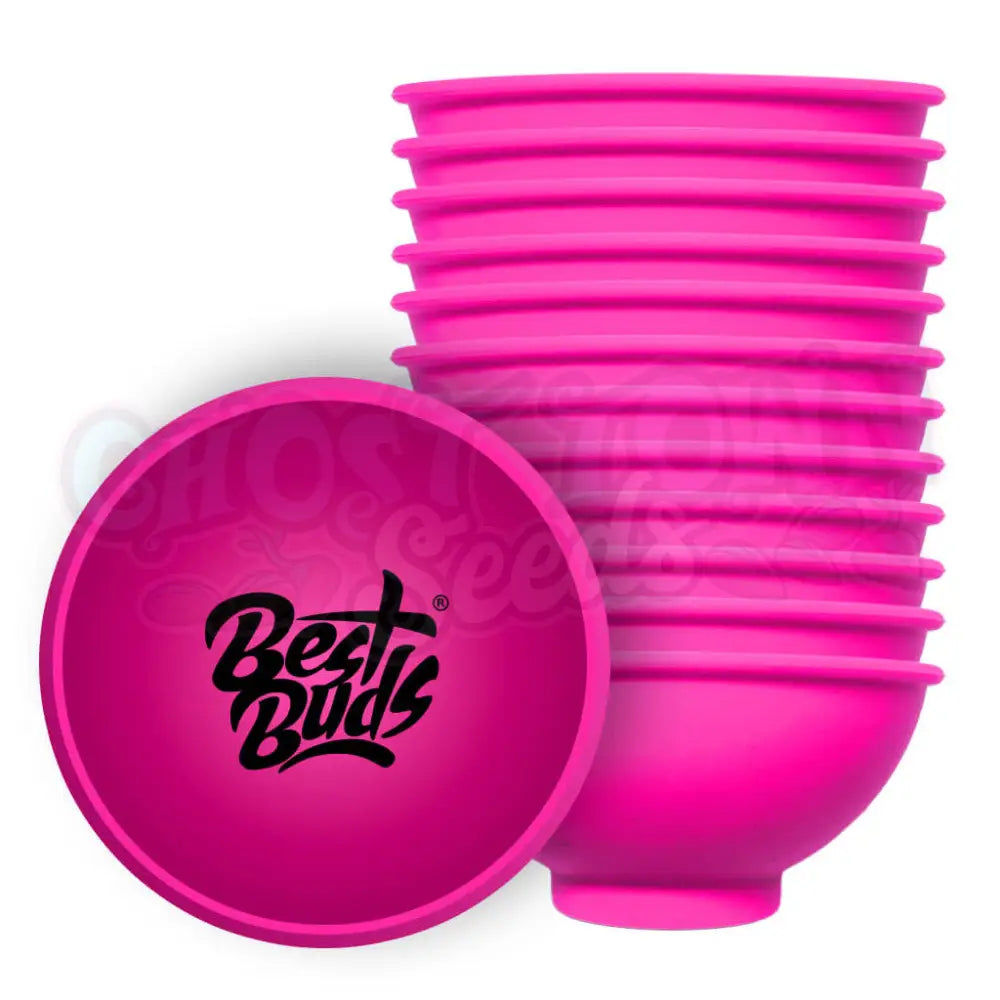 Best Buds - Silikoni Kulho 7cm Pinkki Mustalla Logolla Mittarit