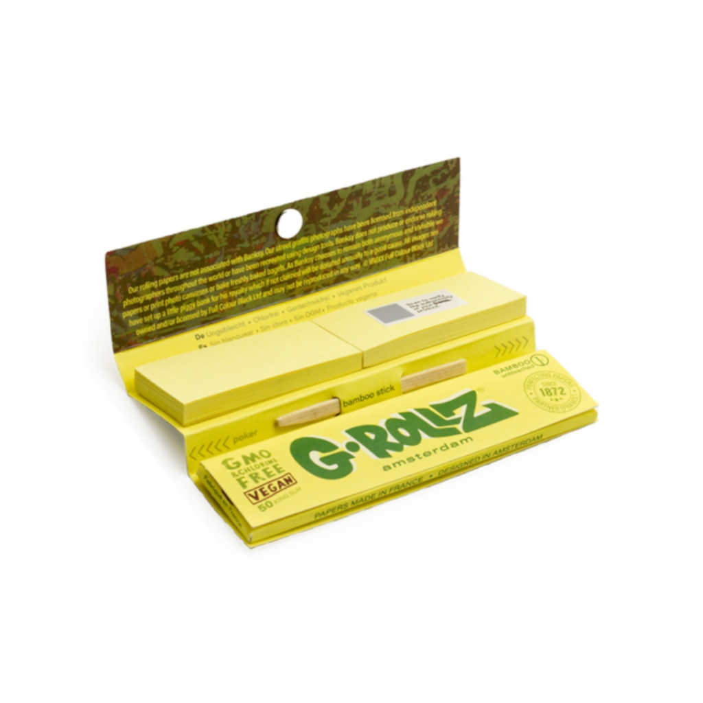 G-Rollz - ’Banksy’s Graffiti’ Bamboo KS Slim Ohuet Pitkät Paperit + Tipit Paperit