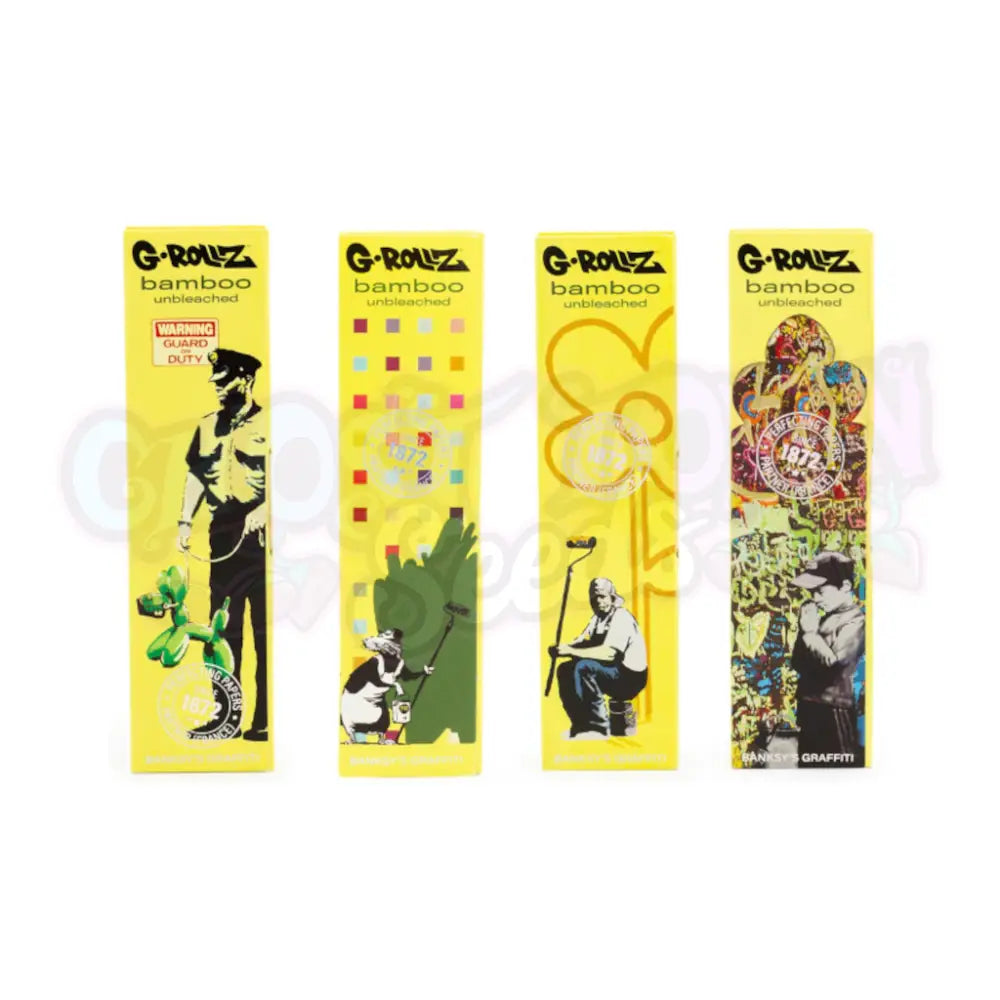 G-Rollz - ’Banksy’s Graffiti’ Bamboo KS Slim Ohuet Pitkät Paperit + Tipit Paperit
