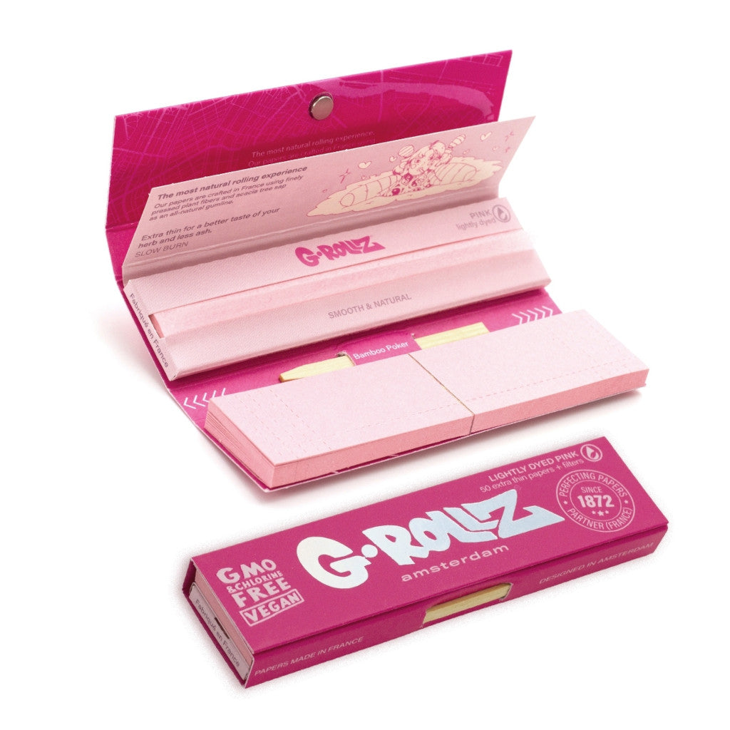G-Rollz - Pink KS Slim Long Papers + Tips