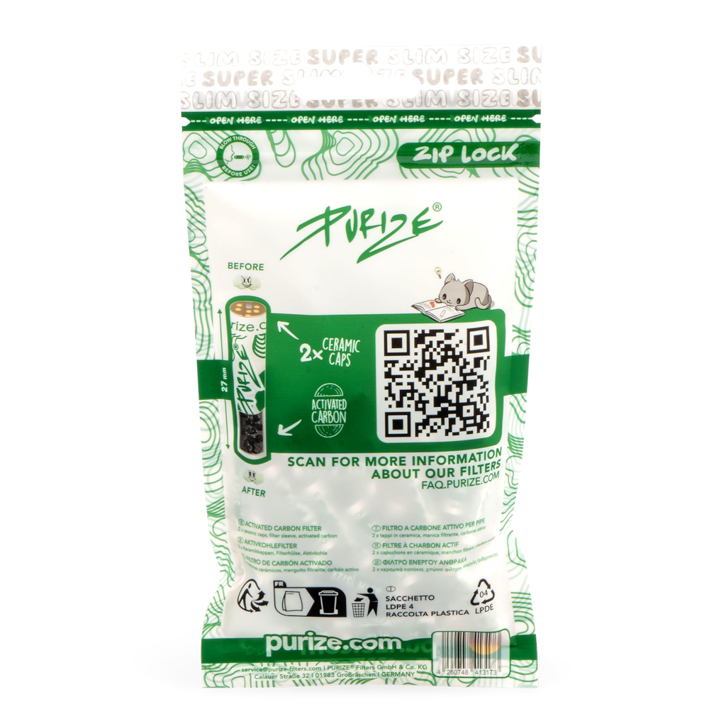 Purize - Super Slim Size Aktiivihiilifiltterit 5 mm (50 kpl) Filtterit & Tipit