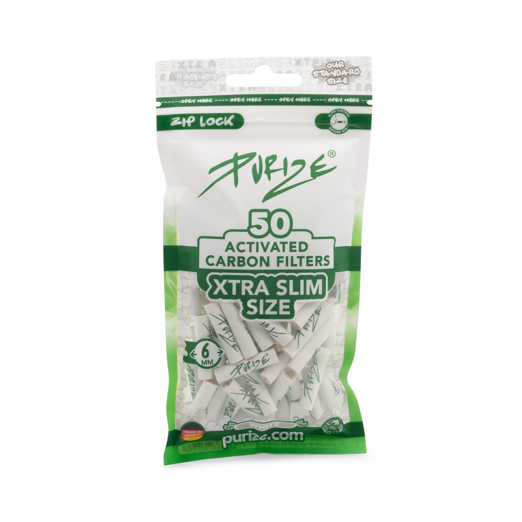 Purize - White Xtra Slim Aktiivihiilifiltterit 6 mm (50 kpl) Filtterit & Tipit