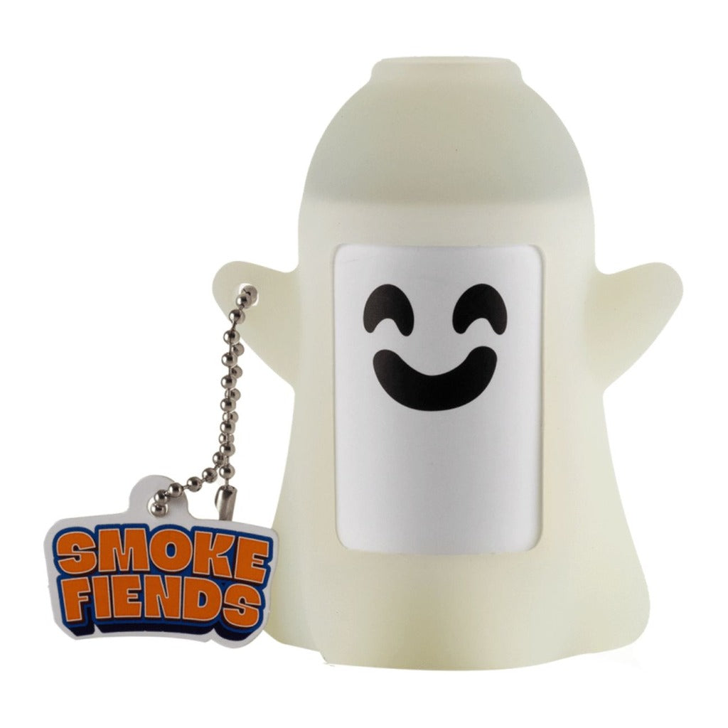 Smoke Fiends Trixx The Ghost air filter, pale ghost-shaped silicone body, front view