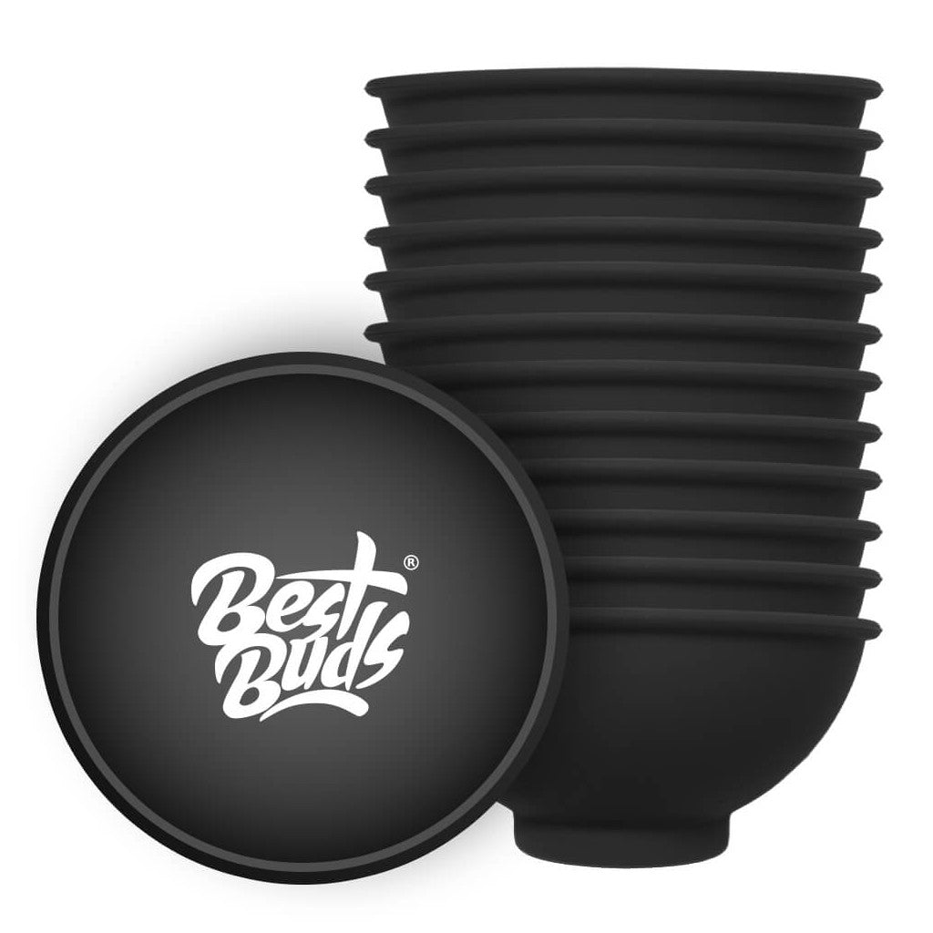 Best Buds - Silikoni Kulho 7cm Musta Valkoisella Logolla Mittarit