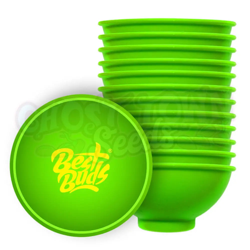 Best Buds - Silikoni Kulho 7cm Vihreä Keltaisella Logolla Mittarit