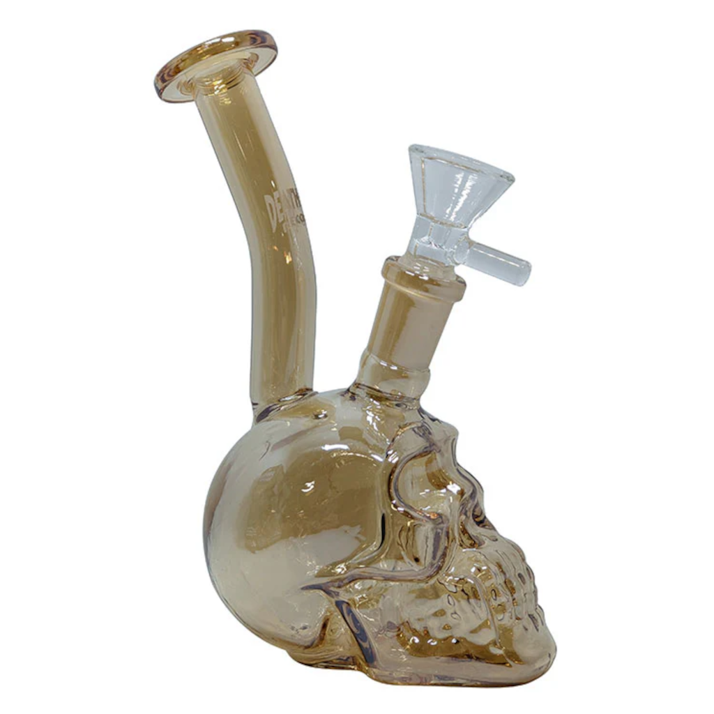 Death Row Records 5.5’’ Assorted Metallic Skull Water Pipe (Gold) Bongi