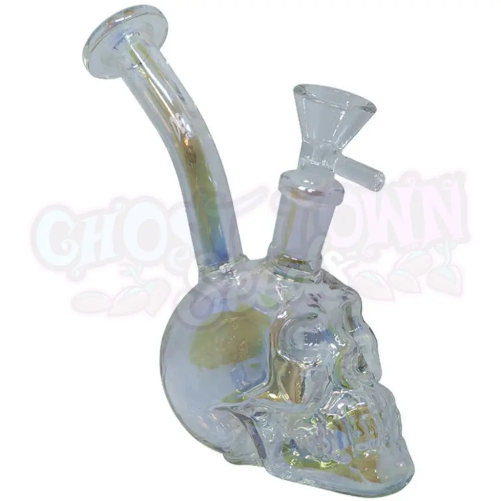 Death Row Records - 5.5’’ Assorted Metallic Skull Water Pipe (Iridescent) Bongi