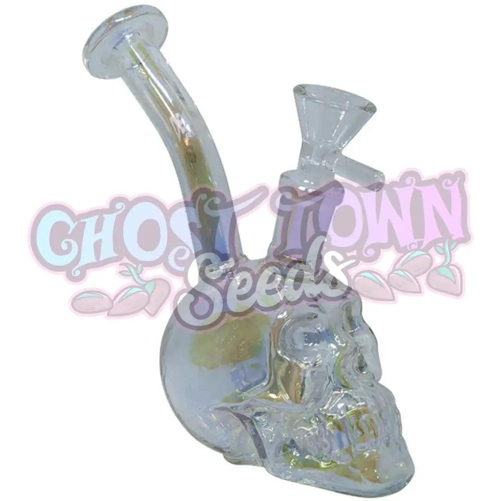 Death Row Records - 5.5’’ Assorted Metallic Skull Water Pipe (Iridescent) Bongi