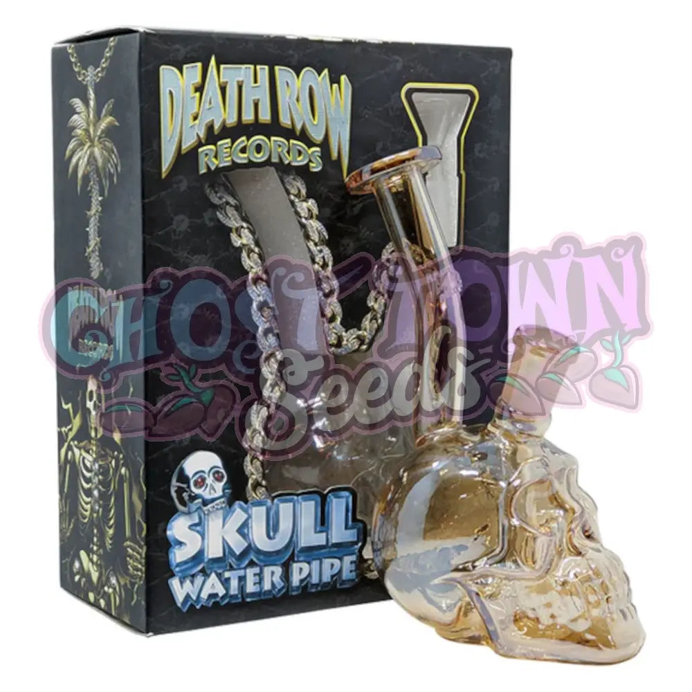 Death Row Records 5.5’’ Assorted Metallic Skull Water Pipe (Gold) Bongi