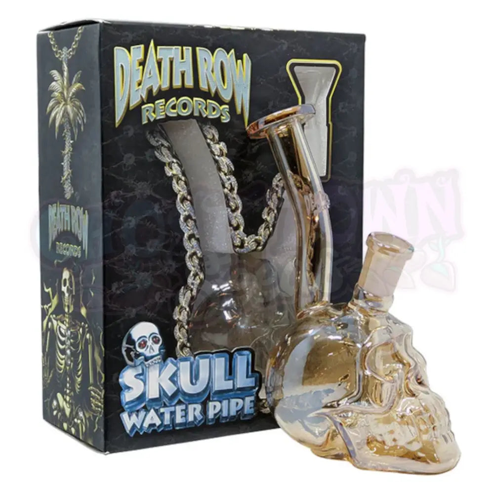 Death Row Records 5.5’’ Assorted Metallic Skull Water Pipe (Gold) Bongi