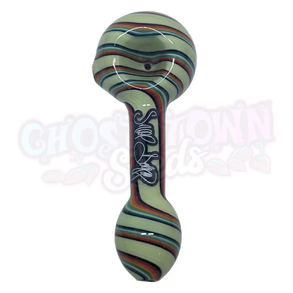 Dogg lbs ED 4’’ Reversal Work Spoon Hand Pipe Vaaleanvihreä Monivärinen Spiraali Piiput