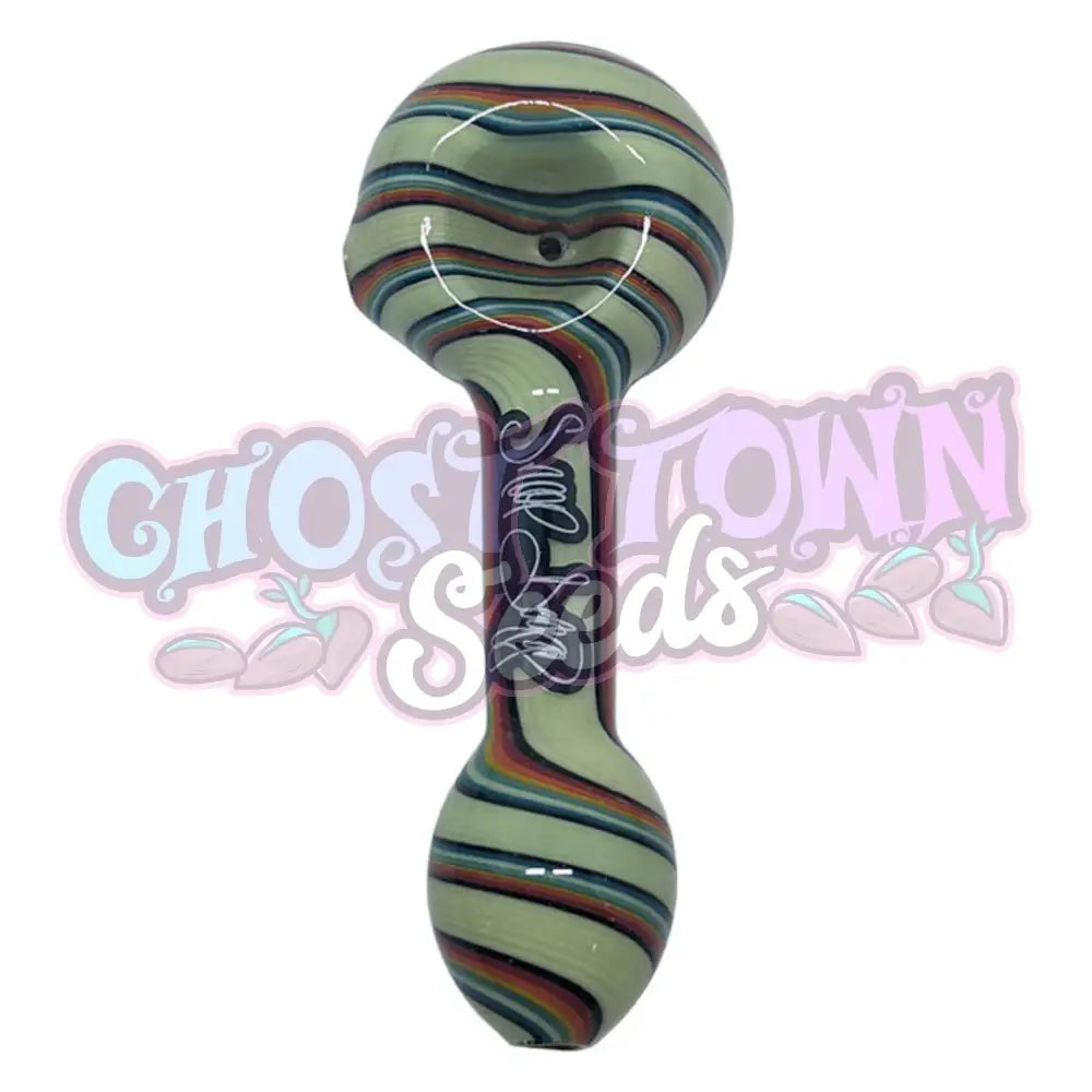 Dogg lbs ED 4’’ Reversal Work Spoon Hand Pipe Vaaleanvihreä Monivärinen Spiraali Piiput
