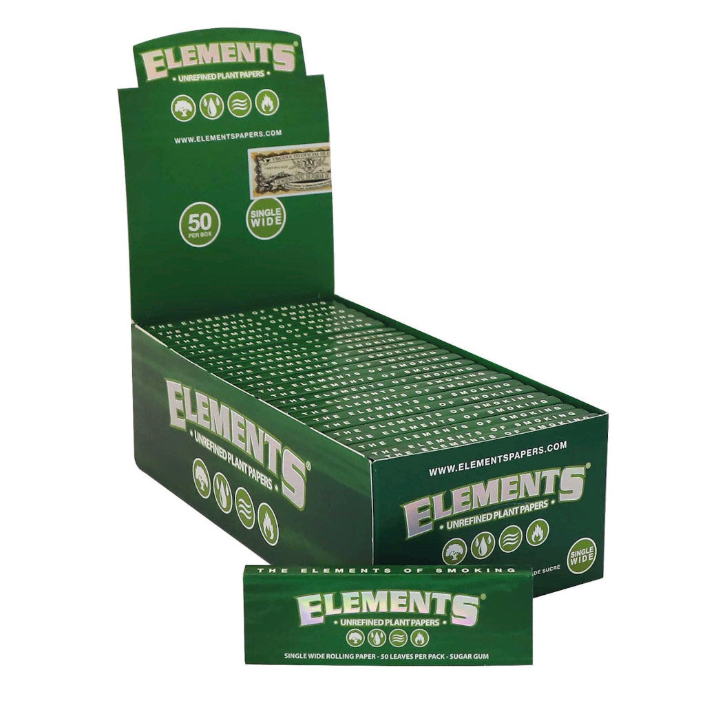 Elements - Green Single Wide Lyhyet Paperit (70 mm)