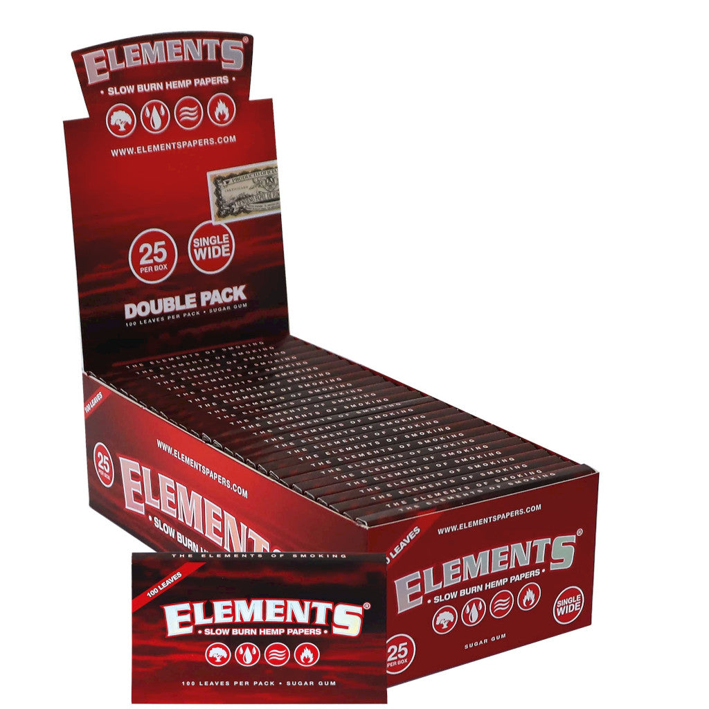 Elements - Red Double Pack Single Wide Lyhyet Paperit (70 mm)