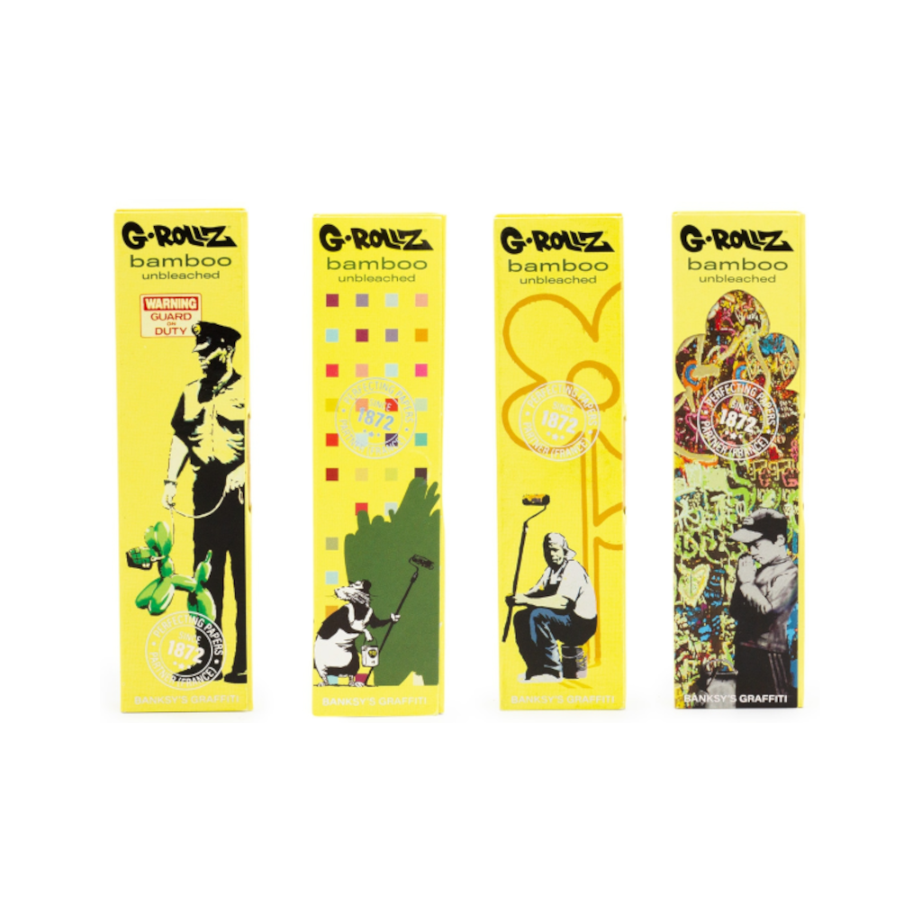 G-Rollz - ’Banksy’s Graffiti’ Bamboo KS Slim Ohuet Pitkät Paperit + Tipit Paperit