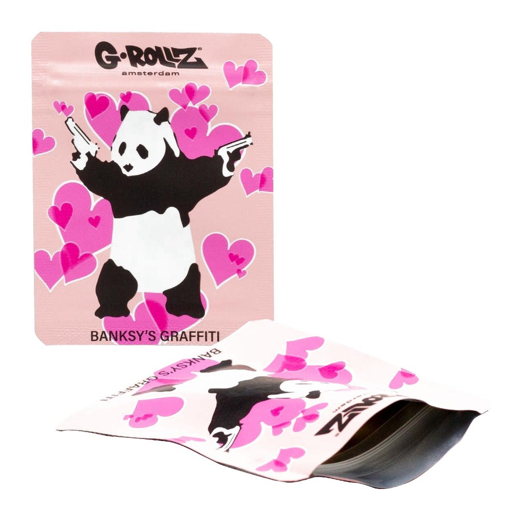 G-Rollz - Banksy's Graffiti 'Panda Gunnin' Smellproof Bags 65 x 85 mm (50 kpl) Minigripit
