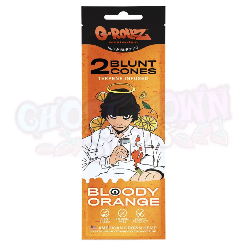 G-Rollz - ’Bloody Orange’ Terpeeni Infusoitu Cbd Hamppu Bluntti Conet 2Kpl