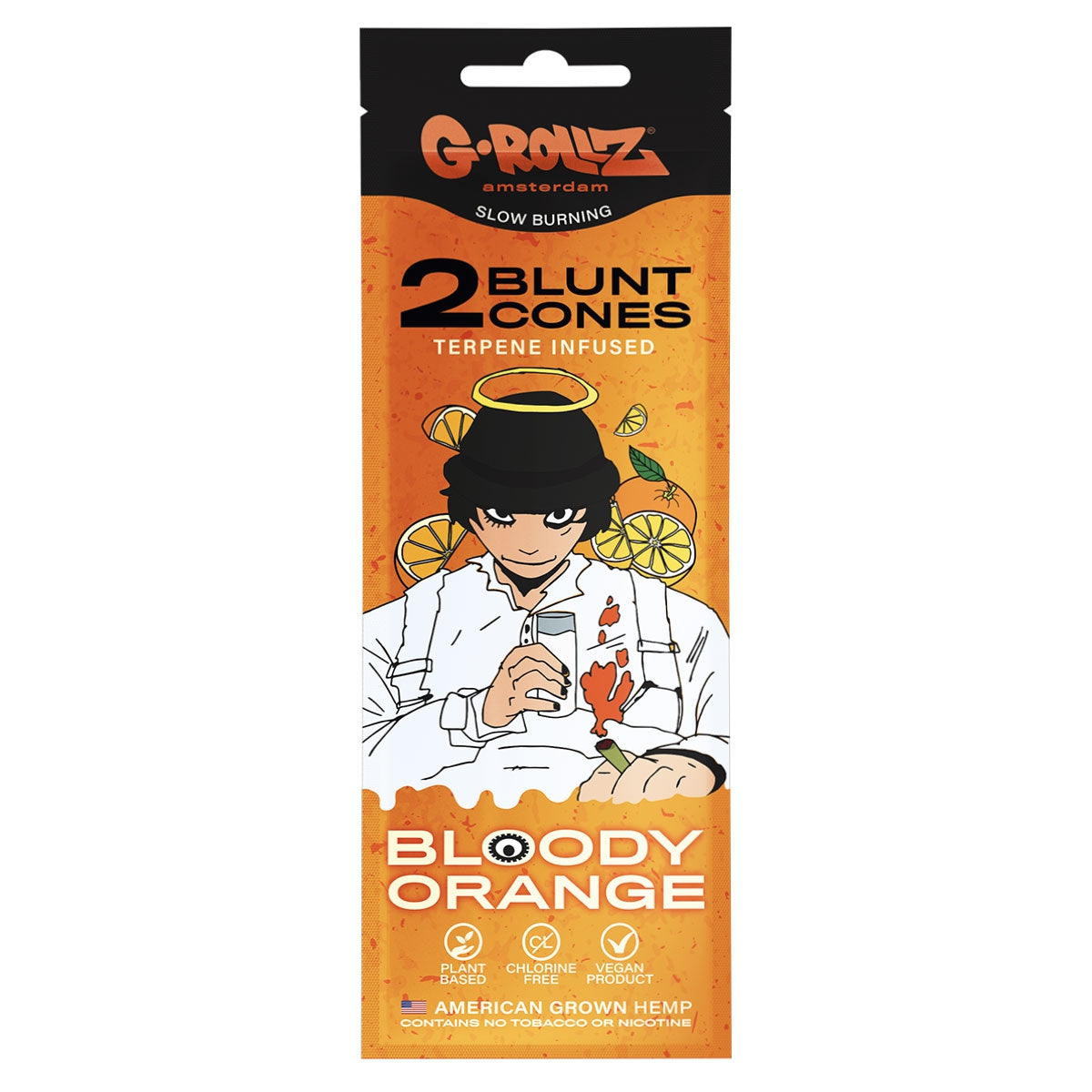 G-Rollz - ’Bloody Orange’ Terpeeni Infusoitu Cbd Hamppu Bluntti Conet 2Kpl