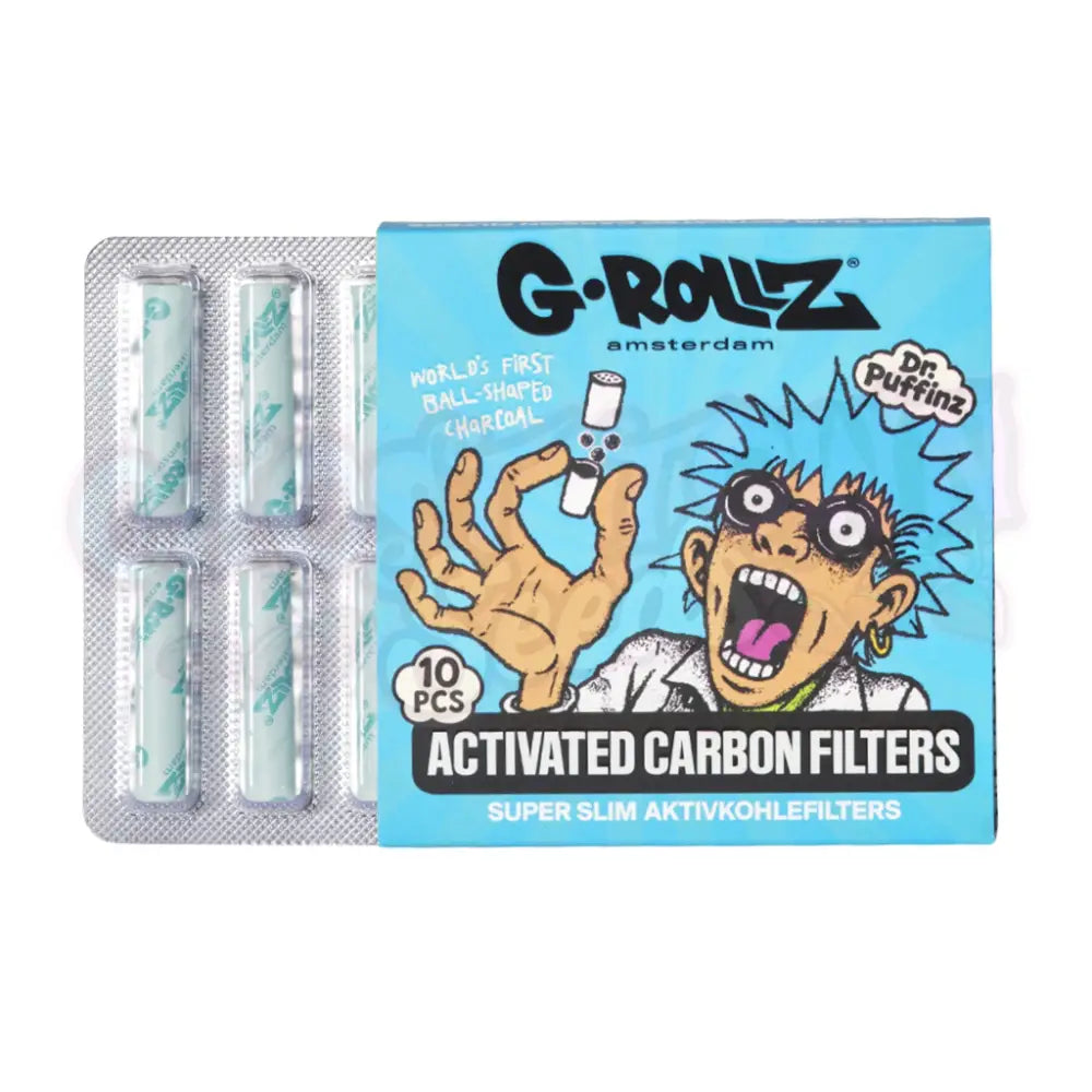G-Rollz - Blue Super Slim Aktiivihiilifiltterit 6 mm (10 kpl) Filtterit & Tipit