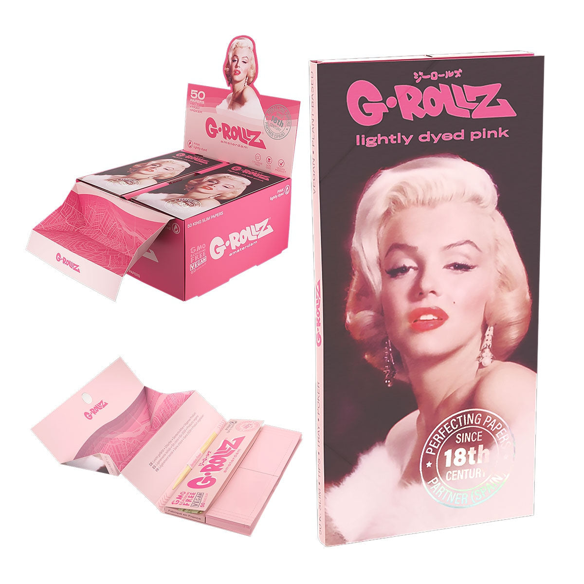 G-Rollz - ’Fabulous Face’ Ks Slim Ohuet Pitkät Paperit + Tipit & Alusta