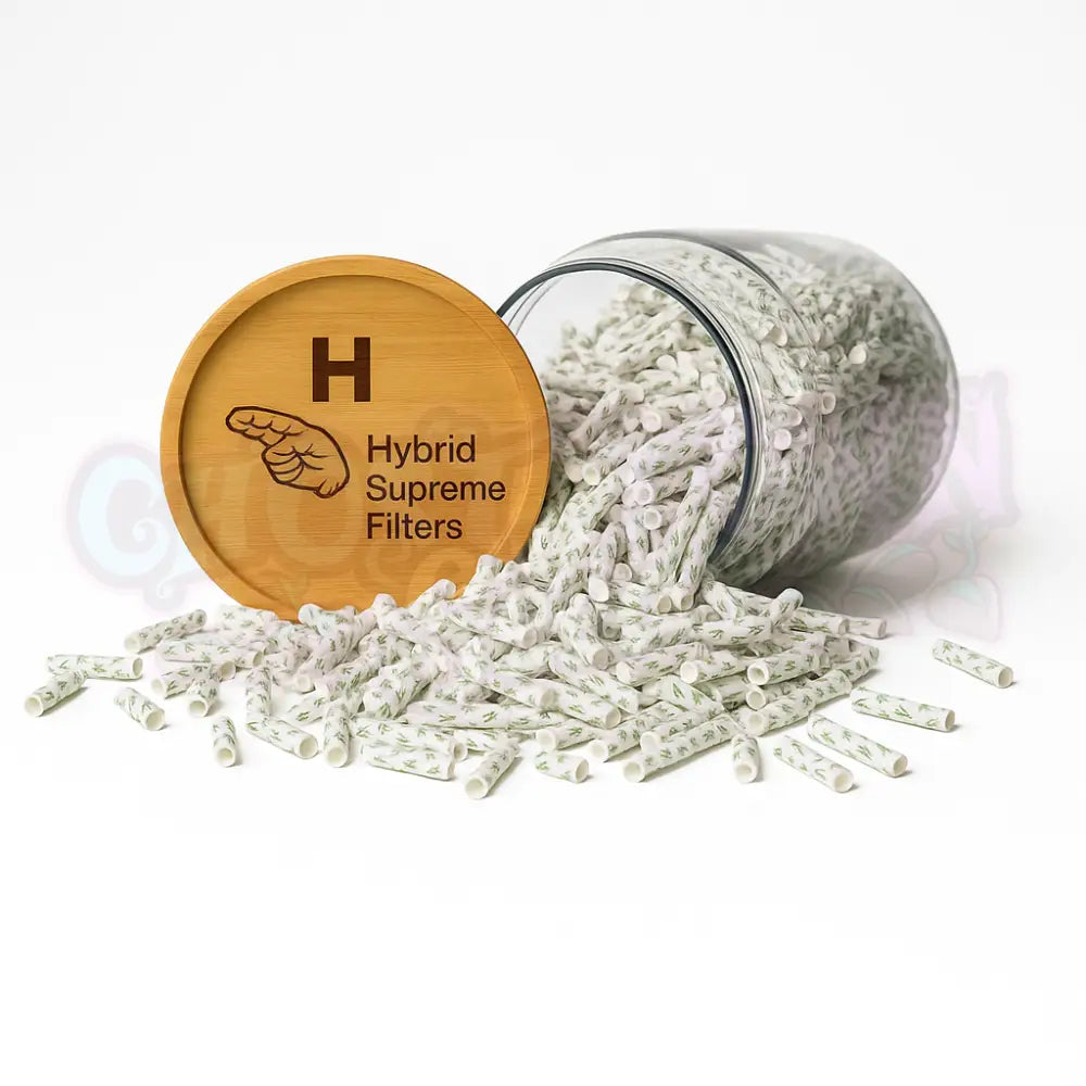 Hybrid - 6,4mm Selluloosa Aktiivihiilifiltterit Lasipurkki (1000 kpl) Filtterit & Tipit