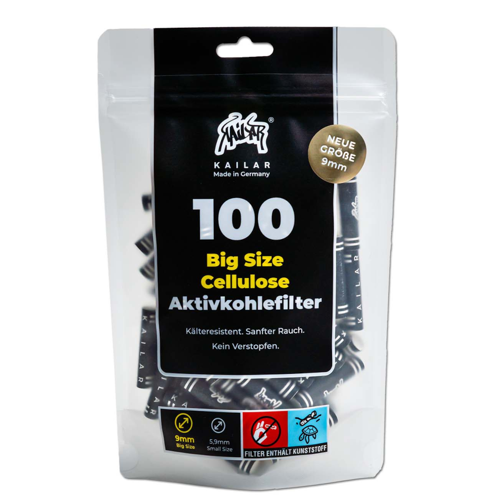 Kailar - 9Mm Selluloosa Aktiivihiilifiltterit 100Kpl Filtterit & Tipit