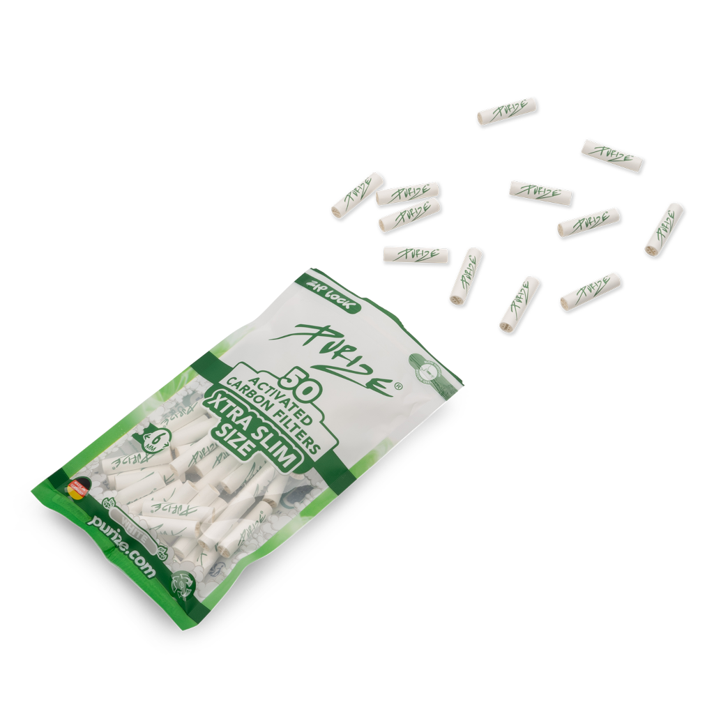 Purize - White Xtra Slim Aktiivihiilifiltterit 6 mm (50 kpl) Filtterit & Tipit