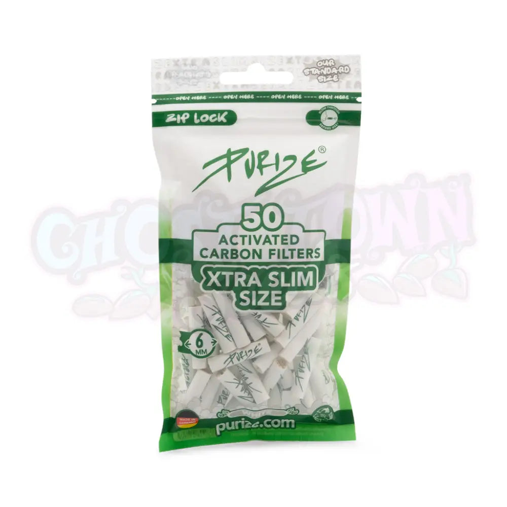 Purize - White Xtra Slim Aktiivihiilifiltterit 6 mm (50 kpl) Filtterit & Tipit