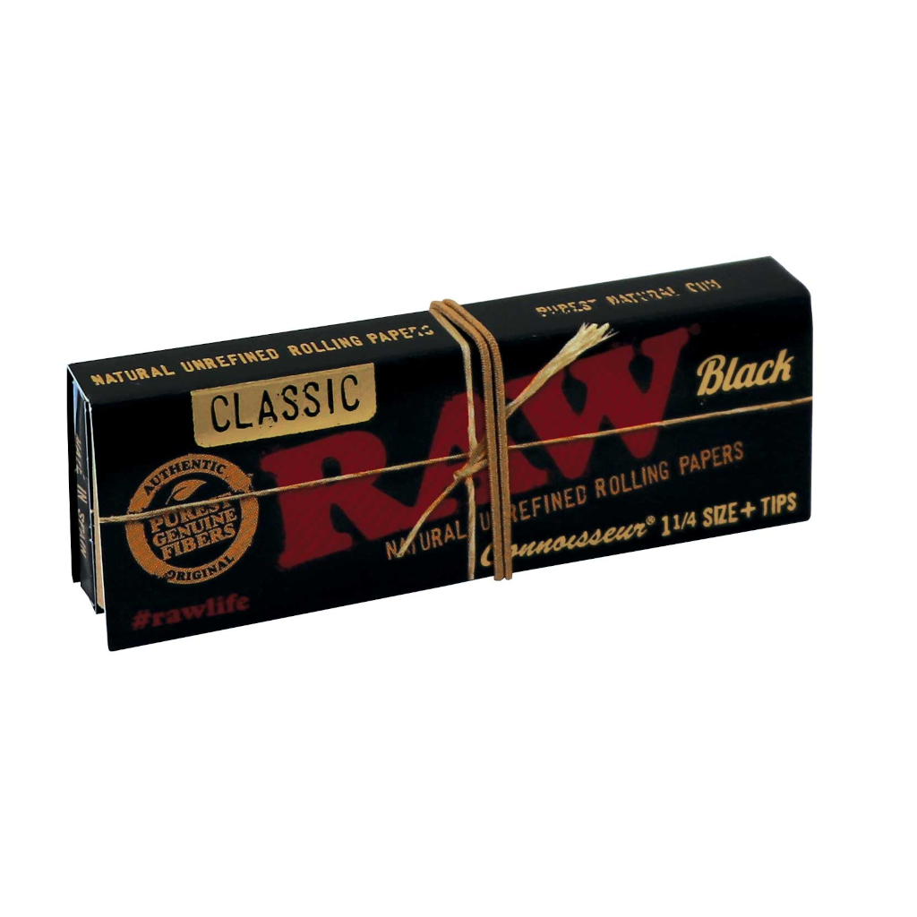 RAW - Black Connoisseur 1¼ Lyhyet Paperit + Tipit Paperit