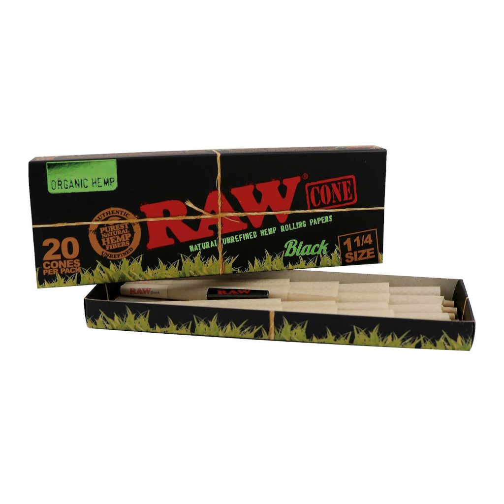 RAW - Black Organic Hemp 1¼ Lyhyet Conet (20 kpl) Conet