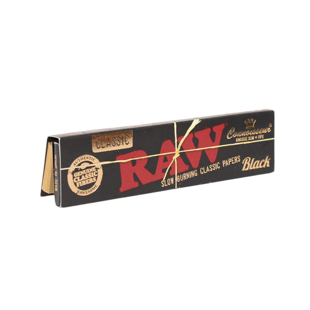 Raw - Classic Black Connoisseur Ks Slim Ohuet Pitkät Paperit + Tipit