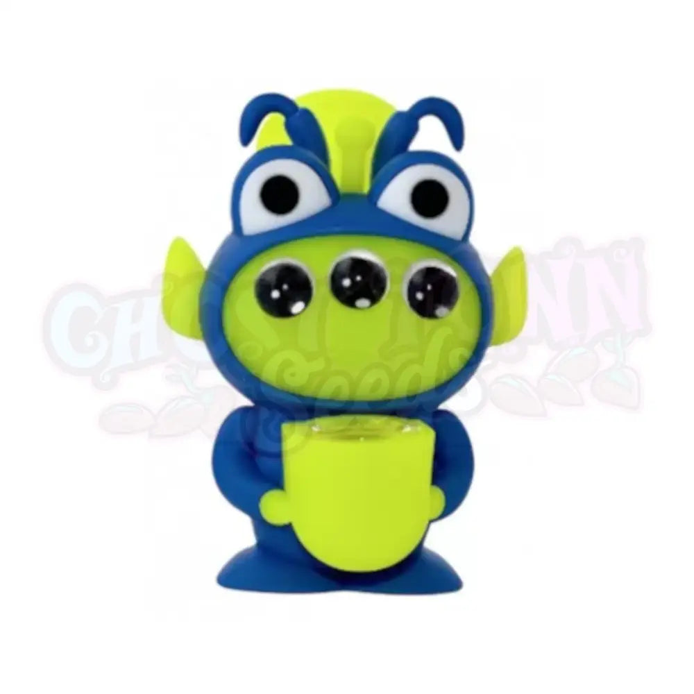 Sinipukuinen Kolmisilmäinen Alien Silikonibongi 14Cm