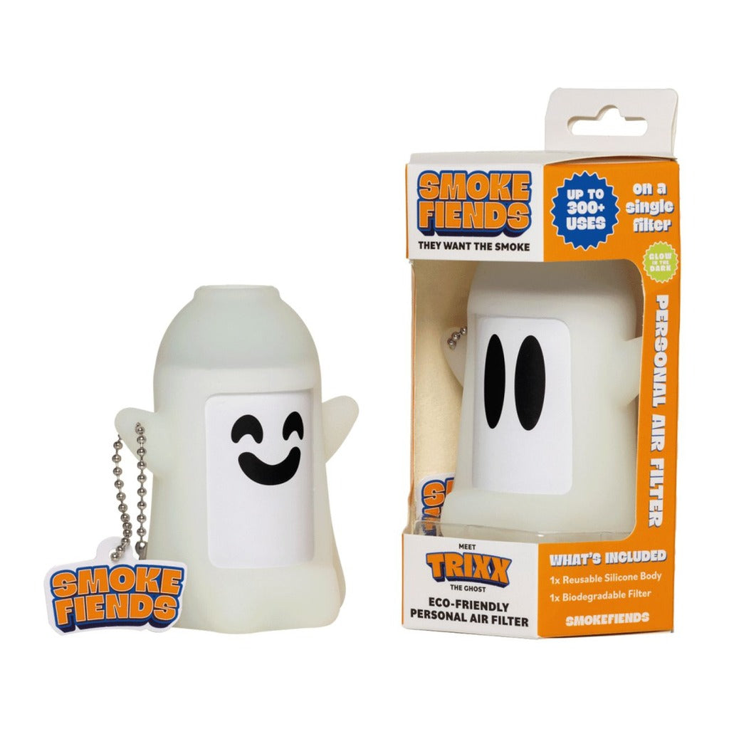 Trixx The Ghost air filter next to its retail packaging