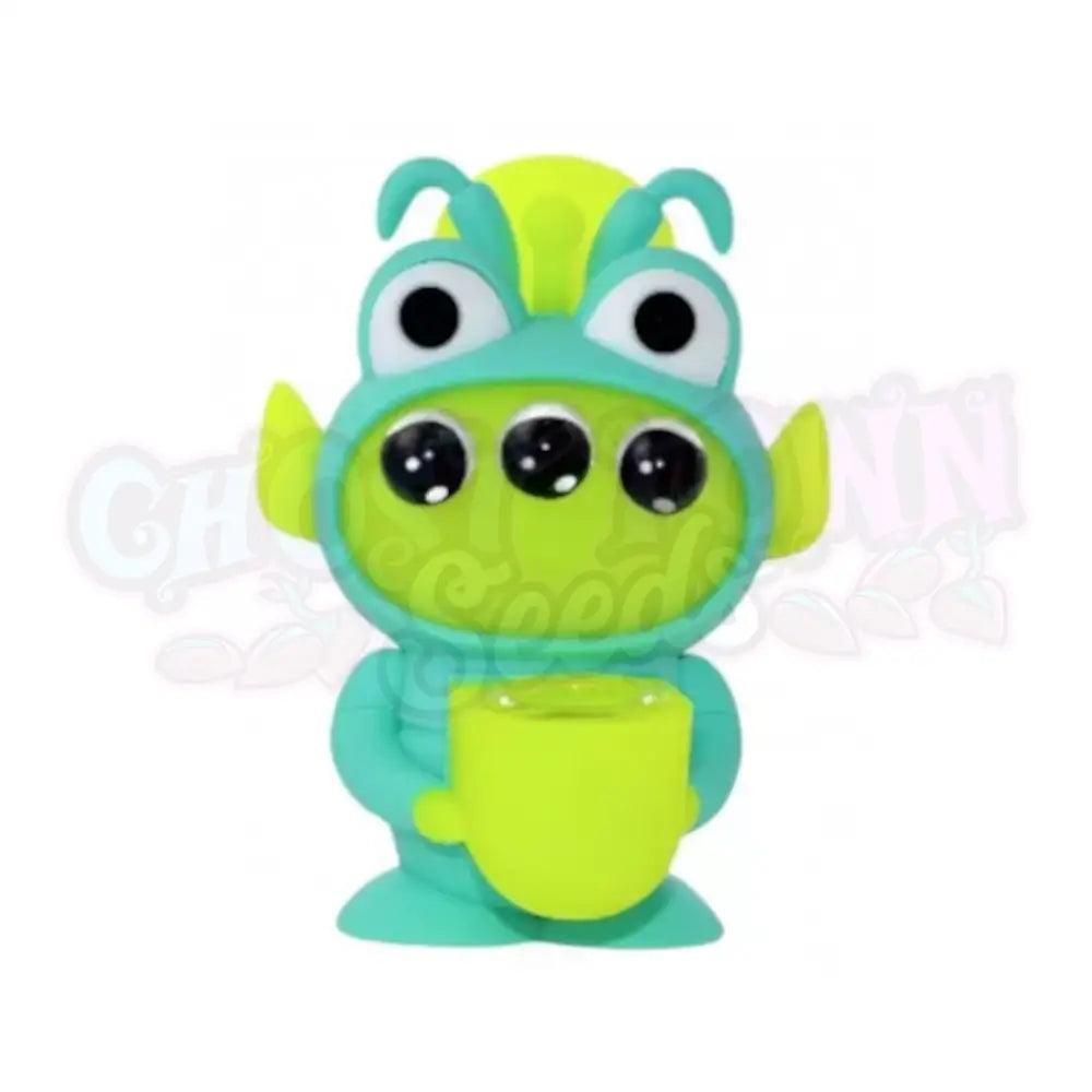 Turkoosipukuinen Kolmisilmäinen Alien Silikonibongi 14Cm