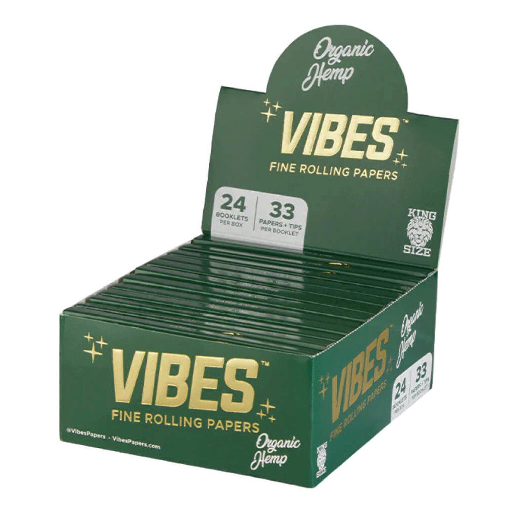 VIBES - Organic Hemp KS Slim Pitkät Paperit + Tipit (110 mm)